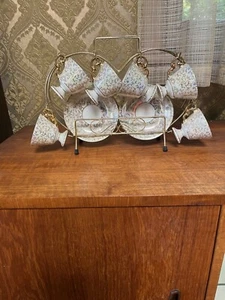 Vintage 6 Piece Coffee Set with Plate and Cup Holder - Picture 1 of 4