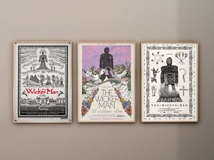 The Wicker Man Poster Framed Set of 3 Wall Art, Rare Movie Art, 50th Anniversary