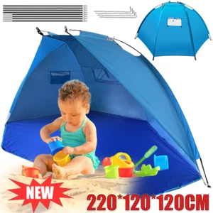Pop Up Strandmuschel UV Schutz Sonnenschutz Sonnensegel Strandzelt Automatik - Bild 1 von 20
