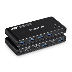 Simplecom KM420 2-Port HDMI KVM Switch HDMI 2.0 4K@60Hz 4-Port USB 3.0 Hub 5Gbps - Picture 1 of 1