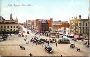 Postal de colección Public Square Lima Ohio Street Scene Trolley 1908, usada - Imagen 1 de 2