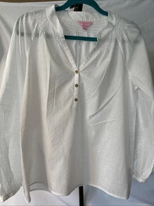 Lilly Pulitzer women’s white 100% cotton long sleeve shirt size 6 - Picture 1 of 3