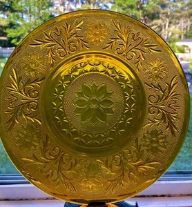 Set of 6 Anchor Hocking Sandwich Glass 9" Dinner Plates Desert Gold Amber Vtg - Picture 1 of 8