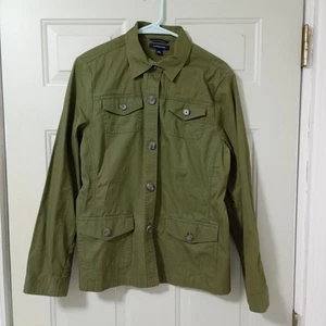 Lands' End Cargo Utility Shirt Jacket Green Size 12 - Picture 1 of 13