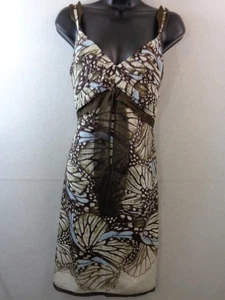 ETCETERA Kleid Damen 8 blau braun 100% Seide Spaghettiträger neu mit Etikett - Bild 1 von 13