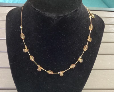 "Collar de cadena gargantilla de cristal color topacio dorado Givenchy 15-18""" Foto 1 de 4