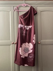 Ted Baker Brown Nimala Asymmetrical Floral Bodycon Dress UK Size 6 (Ted 0) BNWT - Picture 1 of 8