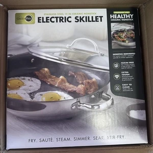 GreenPan 12” Electric Skillet & Glass Lid With Ceramic Non-Stick New - Picture 1 of 3