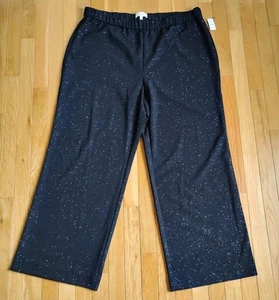NWT Talbot's 2x Black Sparkle Glitter Pull On Pant Elastic Waist Holiday - Picture 1 of 8