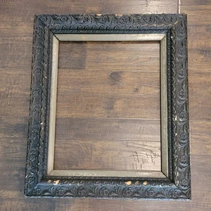 Antique Black Silver Baroque Barbola Large Wood Frame 27 X 23 - Picture 1 of 7