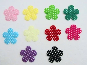 50 Polka Dot Cotton Print Fabric Flower 1.5" Applique/Trim/Sewing H33-Pick Color - Picture 1 of 16