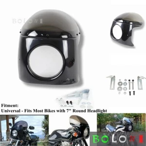 For Harley Honda CB Yamaha XS RD Thruxton Cafe Racer 7" Retro Headlight Fairing - Picture 1 of 7