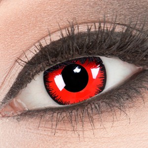 Farbige Kontaktlinsen MIT Stärke rote Red Lunatic Fun Crazy Halloween Kostüm