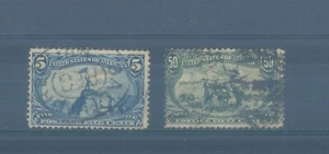 USA 1898 5 cents blue and 50 cents green used (CV $225 EUR195) - Picture 1 of 1