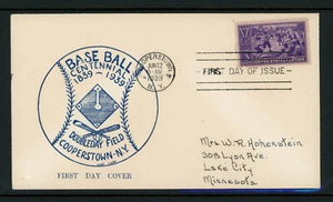 1939 FDC Scott # 855-42A Blue Cachet VF Cover MLB Baseball 100 yrs Centennial!!! - Picture 1 of 2