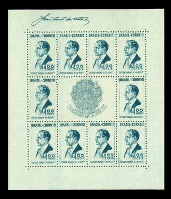 BRAZIL 1938  President Vargas  BLOCK S/S   Scott # 466 mint MH VF - Image 1 of 2