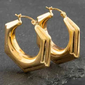Gebrauchte Creolen 9 kt Gelbgold gemustert 41171219 - Bild 1 von 3
