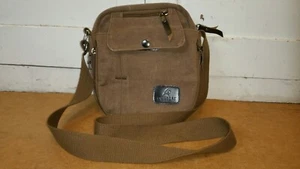 Lo Oulilai Brown Denim Canvas Pockets Crossbody Adjust Long Shoulder Travel Bag - Picture 1 of 8