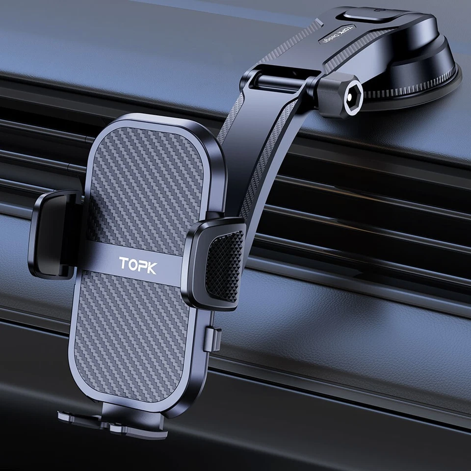 TOPK Phone Holder for Car Dashboard 2024 Upgraded Adjustable Cell Phone Mount - Image 1 of 4