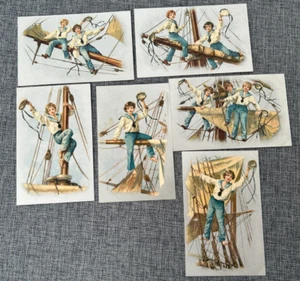 STEWART WOOLF SAILOR BOYS SHIP 403 SILVER VINTAGE POSTCARD SET X 6 POSTCARDS - Picture 1 of 2
