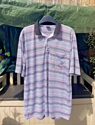PEGASUS Mens Size XL Black Red White Stripe Collared Short Sleeve Polo T-Shirt - Image 1 of 4