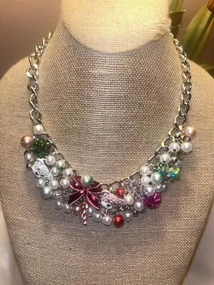 Betsey Johnson  Necklace Christmas Holiday charms bears candy snowflake NWT $148 - Image 1 of 4