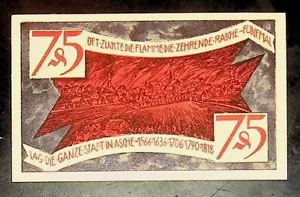 1921 Deutschland ZEULENRODA 75 Phennig Banknote / Notgeld UNC - Bild 1 von 2