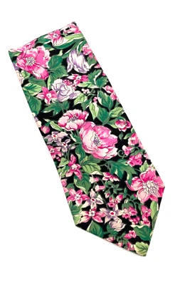 EUC Gino Ponti Tie Floral Pink/Green 55" x 3.5" Foto 1 de 2