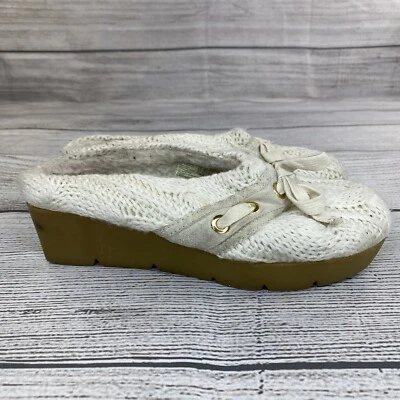 American Eagle Platform Wedges Women Size 6.5 Sweater Knit Slip On Shoes - Ivory - Image 1 of 4