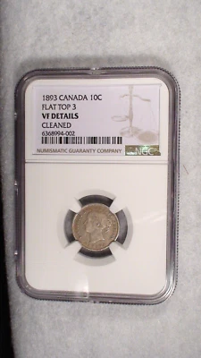 1893 FLAT TOP 3 Canada Ten Cents NGC VF SILVER 10C Coin PRICED TO SELL QUICKLY! - Image 1 of 4