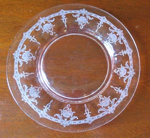 Heisey Empress #447 Etch Flamingo Pink 7” Salad Plate(s) - Picture 1 of 5