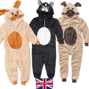 Pug French Bulldog Cockapoo 1Onesie Onezi Eye Mask Boys Girls Fleece Jumpsuit - Picture 1 of 22
