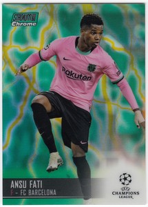 2020-21 Topps Stadium Club Chrome UEFA Green Yellow Electric ANSU FATI 83 #31/75