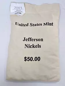 2003 P Jefferson United States Mint 1000 Nickel Series Coins $50 Bag - Picture 1 of 2