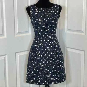 Kate Spade Blue and White Print Fitted Deep-V Back Sheath Mini Dress Size 2 - Picture 1 of 7
