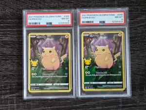 PAIR/2 Pokemon Pikachu Celebrations Full Art Rare Card 005/025 PSA 8 - Picture 1 of 4