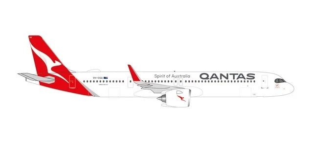 Herpa 538497 - 1/500 Qantas Airbus A321XLR - VH-OGA "Great Ocean Road" - Nuovo