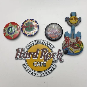 Vintage Lot Hard Rock Cafe Souvenir Refrigerator Magnets & Buttons - Picture 1 of 3