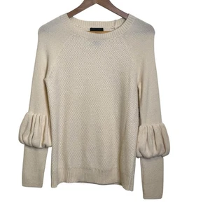 Maglione pullover Magaschoni 100% cashmere manica a sbuffo maglia mista angora bianco - Foto 1 di 8