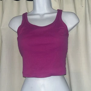 Victoria’s Secret PINK geripptes bauchfreies lila Tanktop Small (mit integriertem Regal-BH) - Bild 1 von 2