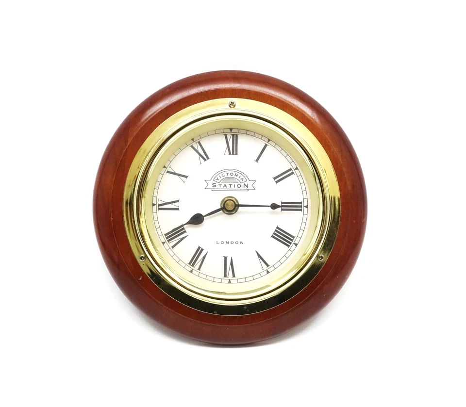 Victoria Station London Wood 21.5cm Round Circle Wall Clock Roman Numerals - image 1 of 4
