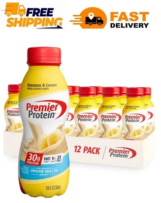 Premier протеиновый коктейль, бананы и кремы, 30 г белка, 11,5 жидких унций, 12 карат - Изображение 1 из 4