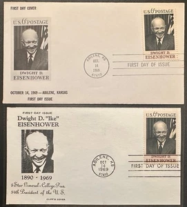 US #1383(2) FDC 1969 Maxi Cover/Cliff's Cover, machine & hand cancel; Ike *d - Picture 1 of 1
