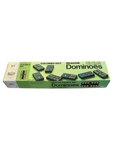 Dragon Double Six Colored Dot Dominosteine in OVP Milton Bradley 28 Stück - Bild 1 von 6