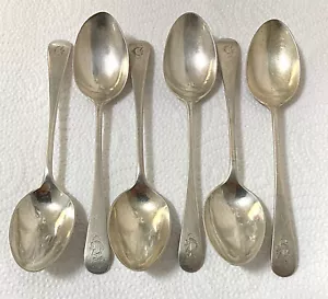 Spoons set 6 English hallmarked Sterling Silver 925 Sheffield c 1890 125 g - Picture 1 of 4