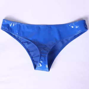 Uomo Donna Solido Simil Latex Slip Vita Bassa Lucido Elasticizzato Perizoma Sexy - Foto 1 di 13