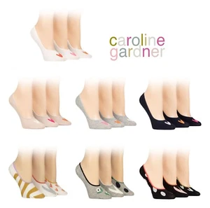 Womens Cotton Shoe Liners Low Cut Socks Caroline Gardner Patterned Casual 3 Pack - Picture 1 of 13