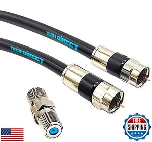 TechDirect 10FT RG6 Cavo Coassiale Nero - Internet ad Alta Velocità, TV via cavo, Ante - Foto 1 di 5