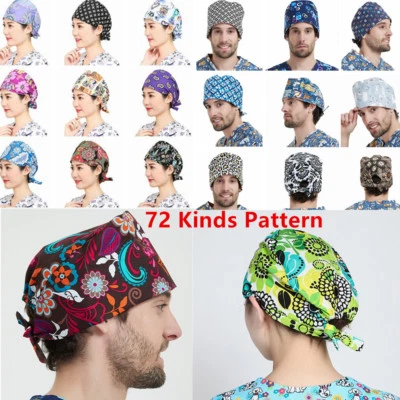 72 Kinds Men Women Printing Scrub Cap Hat Work Accessories Head Wear Adjustable - Image 1 of 4
