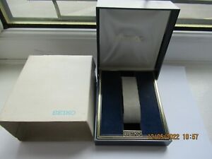 Seiko empty Blue Watch Box Vintage Used With Card White Cover  UK Made B1 V Rare
